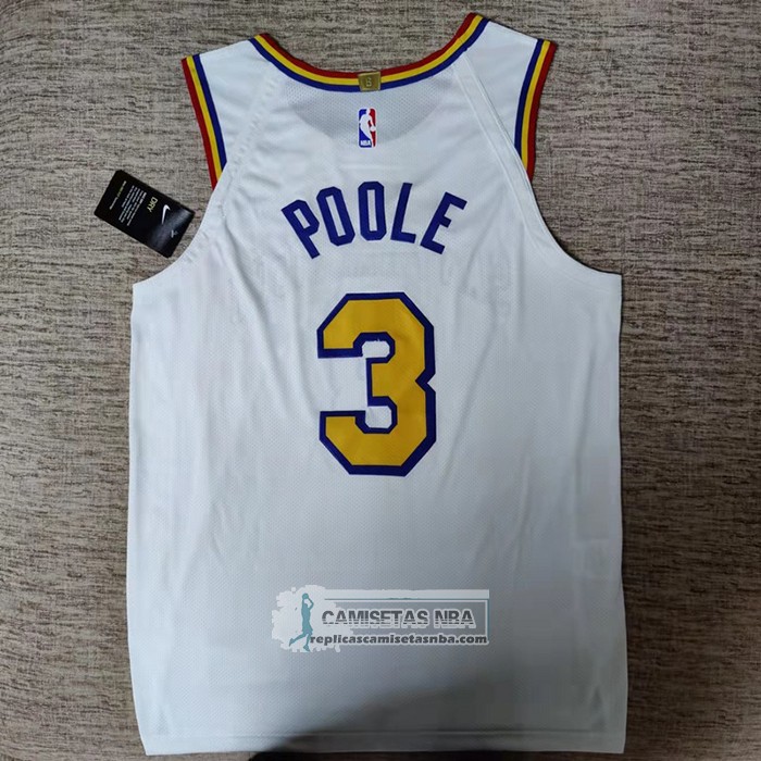 Camiseta Golden State Warriors Jordan Poole NO 3 Classic Autentico Blanco